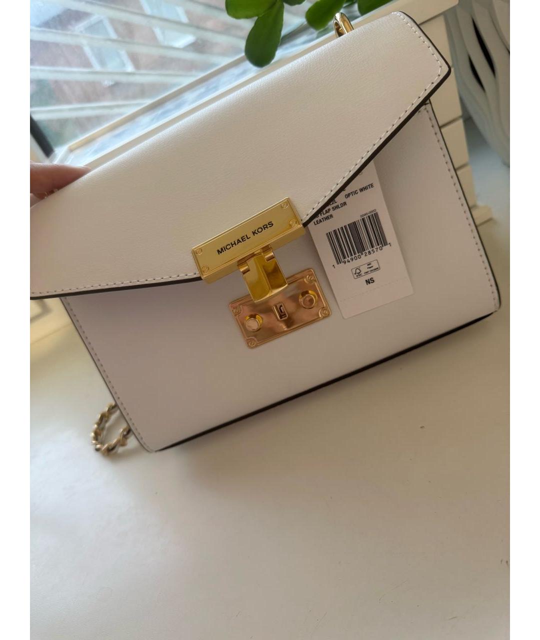 MICHAEL KORS Белая кожаная сумка через плечо, фото 7