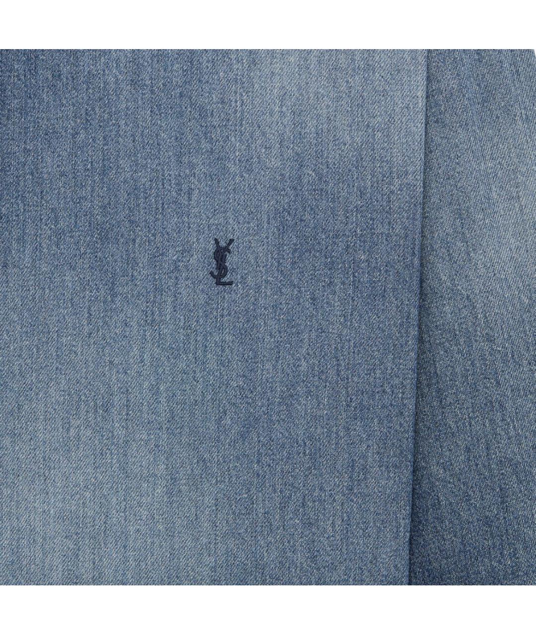 SAINT LAURENT Синяя хлопковая кэжуал рубашка, фото 3