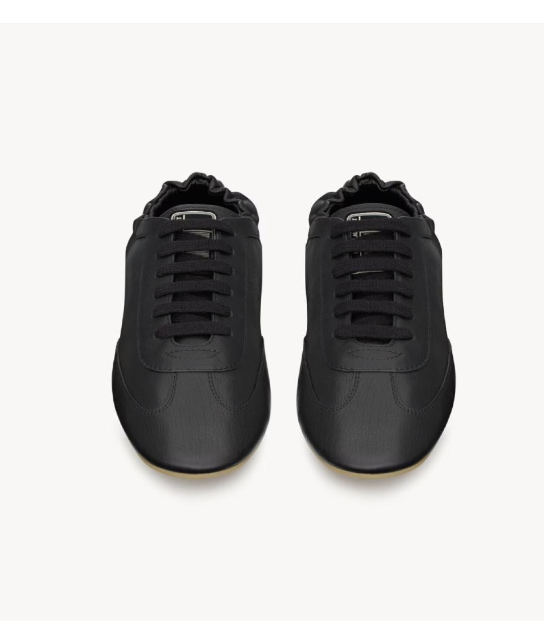 SAINT LAURENT Черные кожаные низкие кроссовки / кеды, фото 2