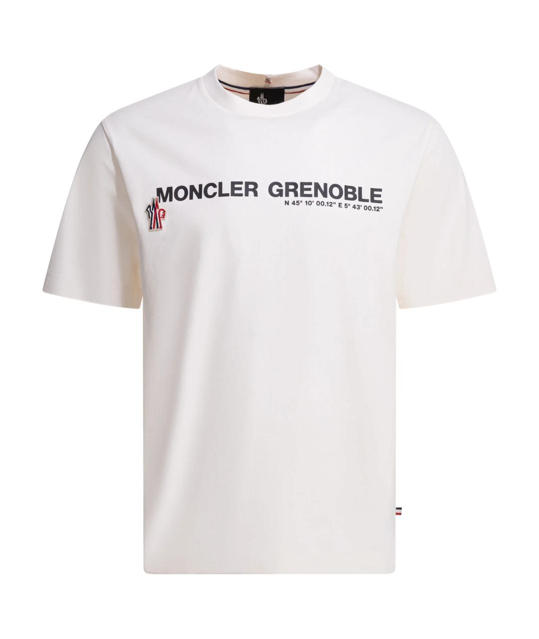 MONCLER Белая хлопко-эластановая футболка, фото 1