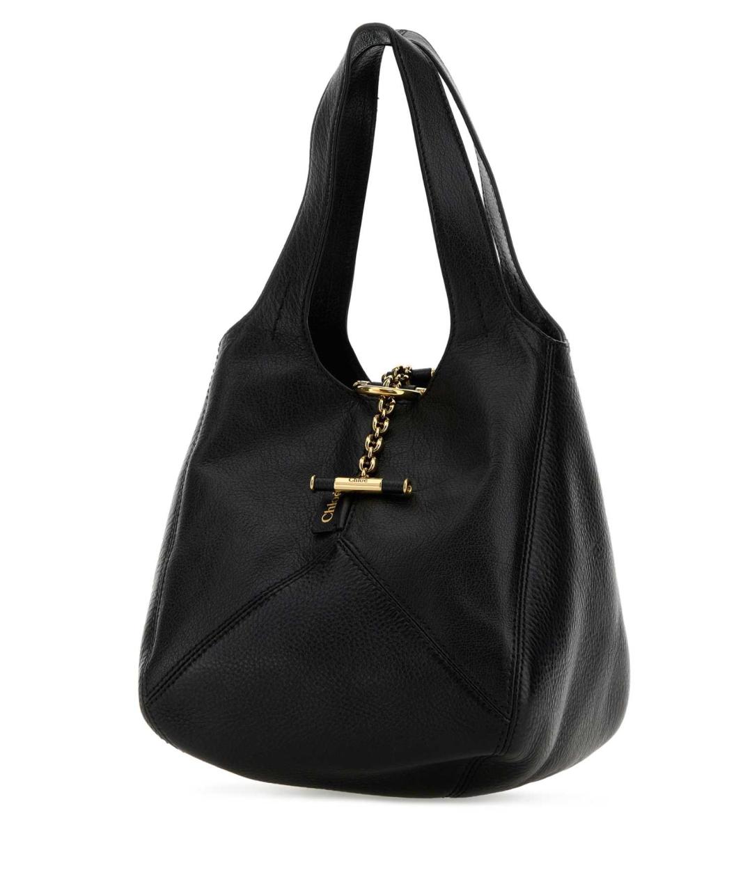 CHLOE Черная кожаная сумка с короткими ручками, фото 2