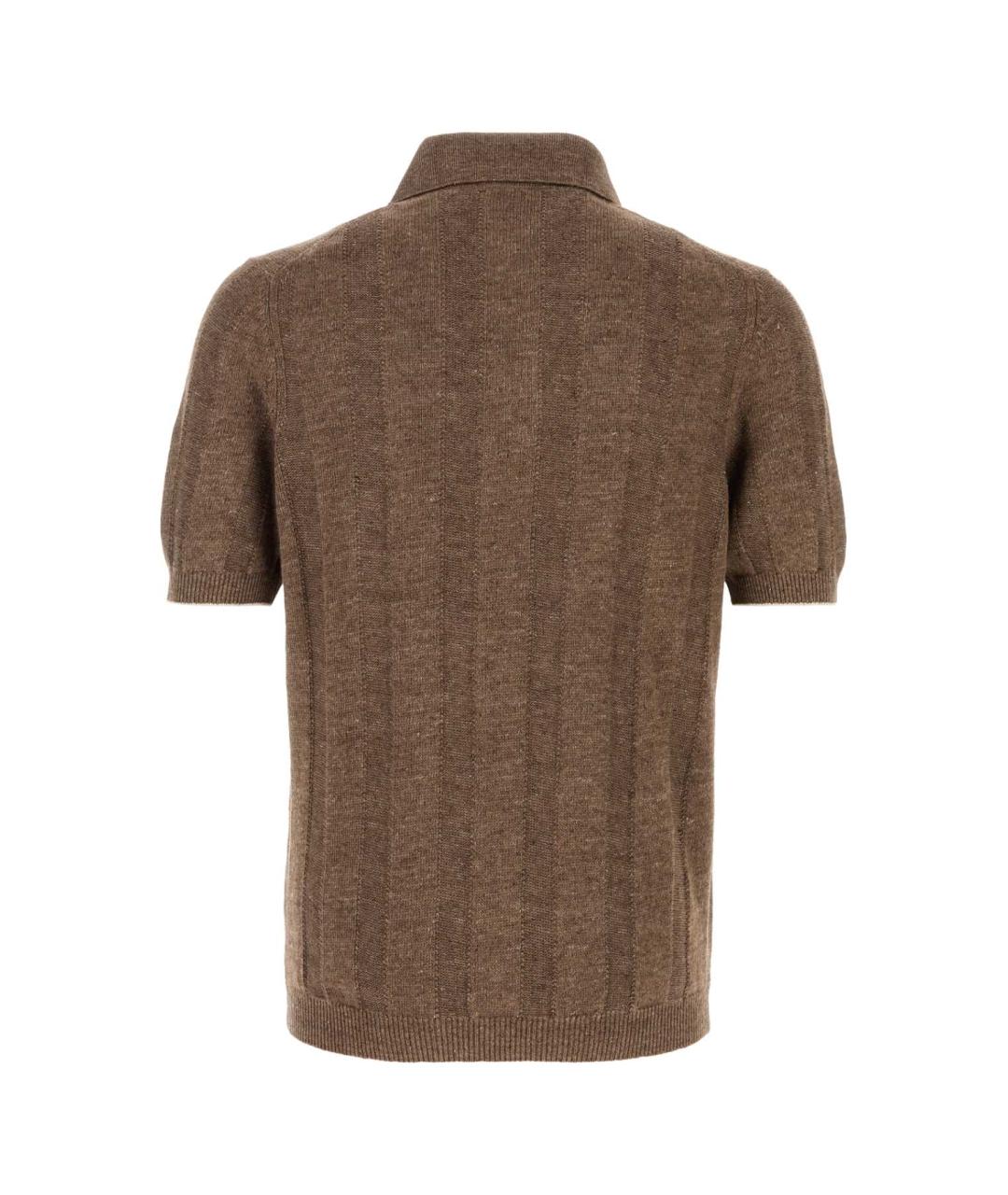 BRUNELLO CUCINELLI Коричневое поло с коротким рукавом, фото 2