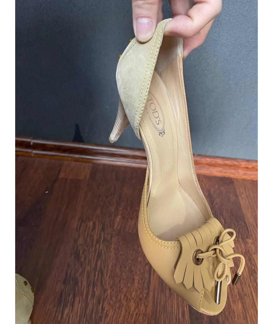 TOD'S Бежевые кожаные туфли, фото 4