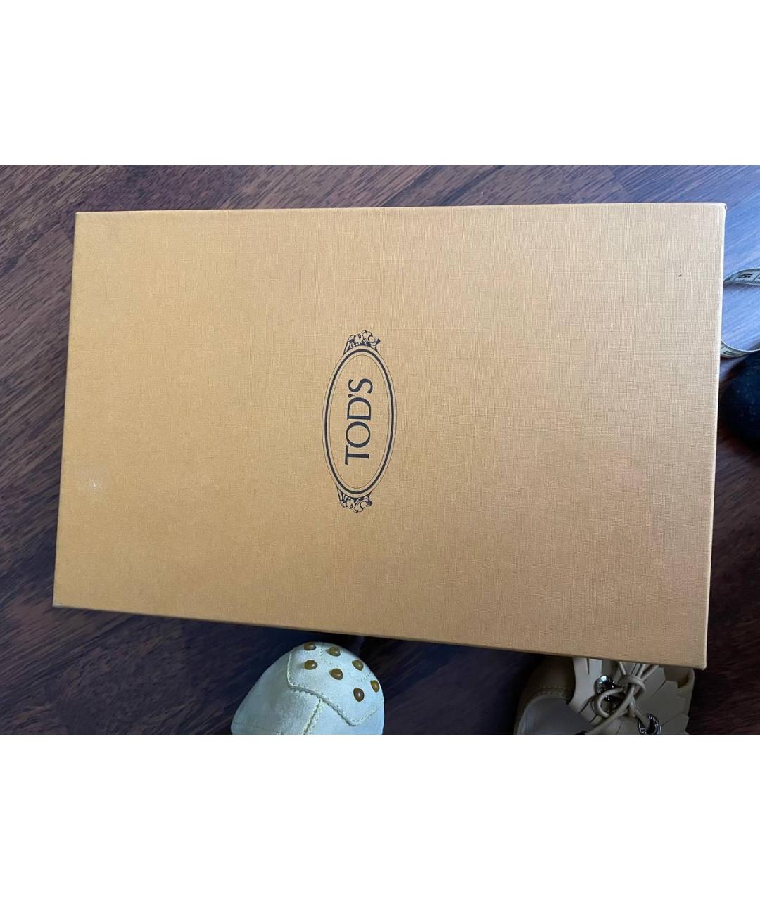 TOD'S Бежевые кожаные туфли, фото 6