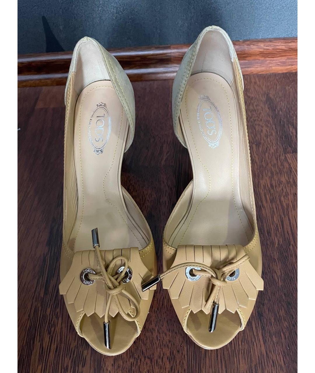 TOD'S Бежевые кожаные туфли, фото 2