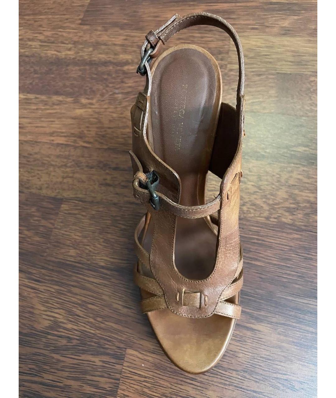 BOTTEGA VENETA Коричневые кожаные босоножки, фото 3