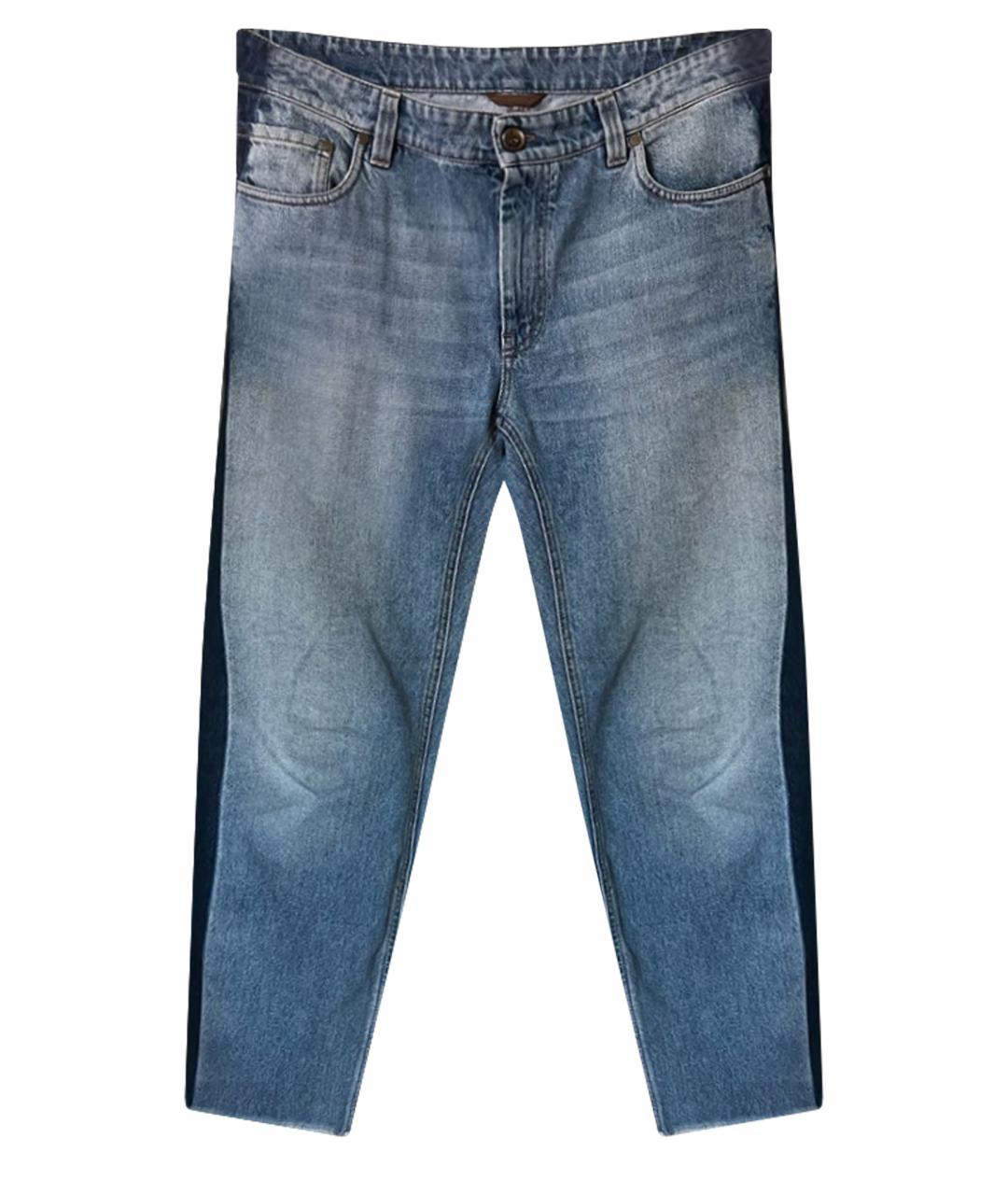 BRUNELLO CUCINELLI Синие хлопковые прямые джинсы, фото 1