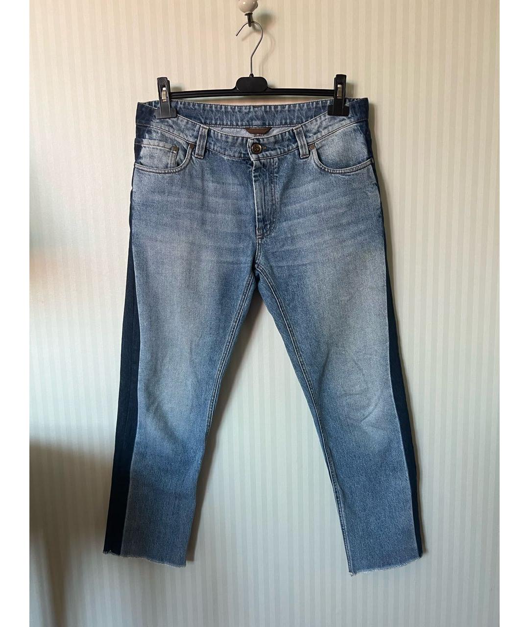 BRUNELLO CUCINELLI Синие хлопковые прямые джинсы, фото 5