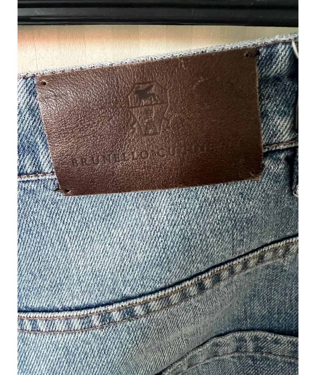 BRUNELLO CUCINELLI Синие хлопковые прямые джинсы, фото 4