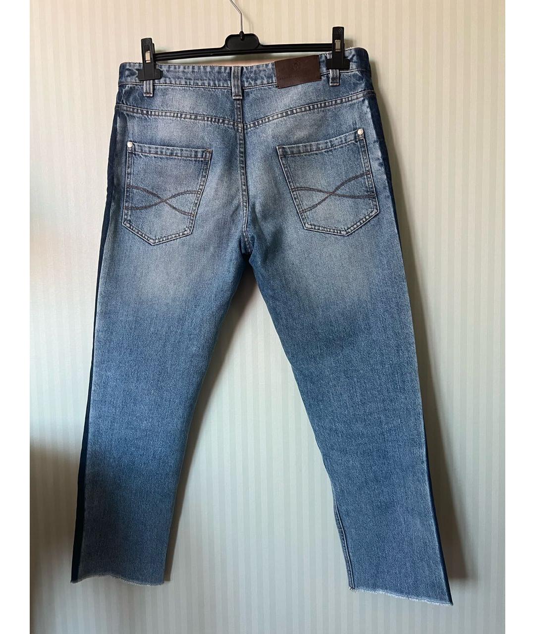 BRUNELLO CUCINELLI Синие хлопковые прямые джинсы, фото 2