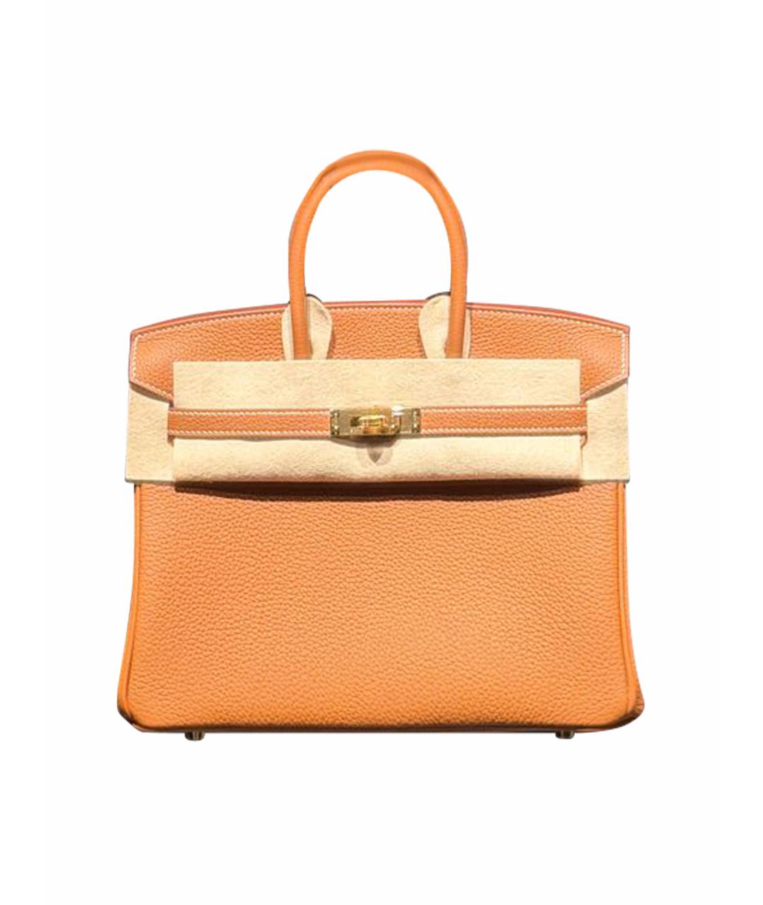 HERMES Коричневая кожаная сумка с короткими ручками, фото 1