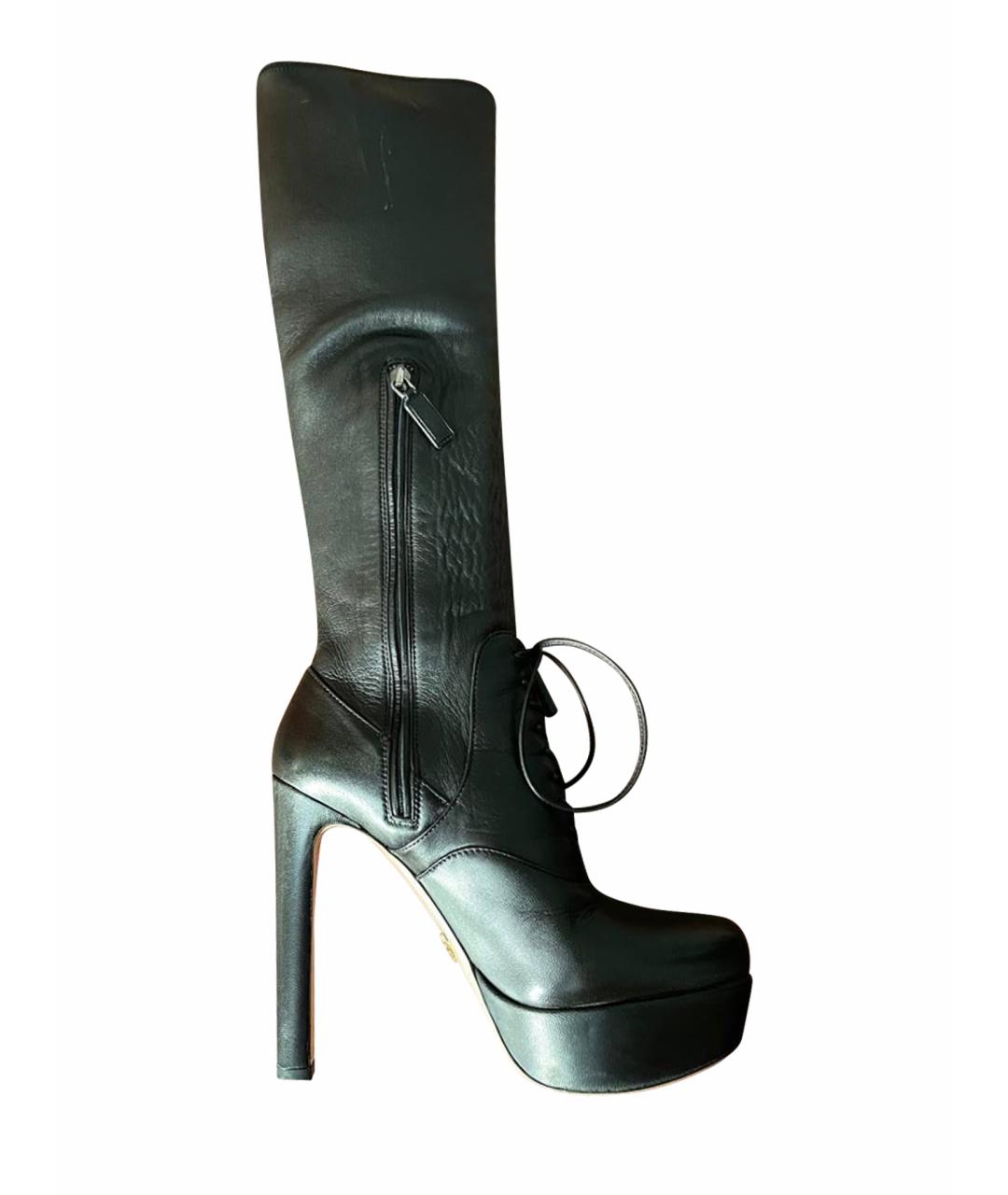 PRADA Черные кожаные сапоги, фото 1