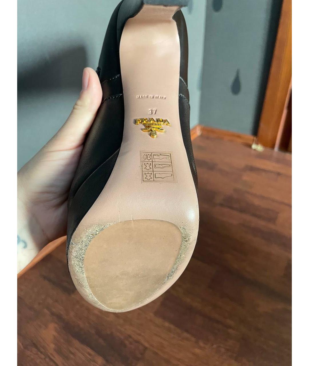 PRADA Черные кожаные сапоги, фото 5