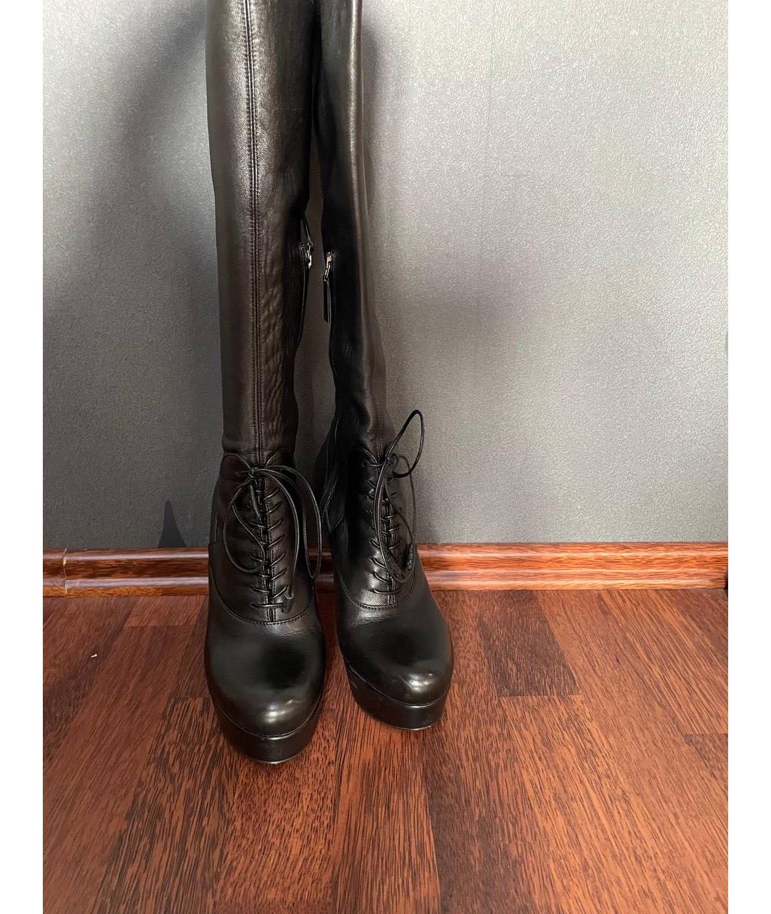 PRADA Черные кожаные сапоги, фото 2