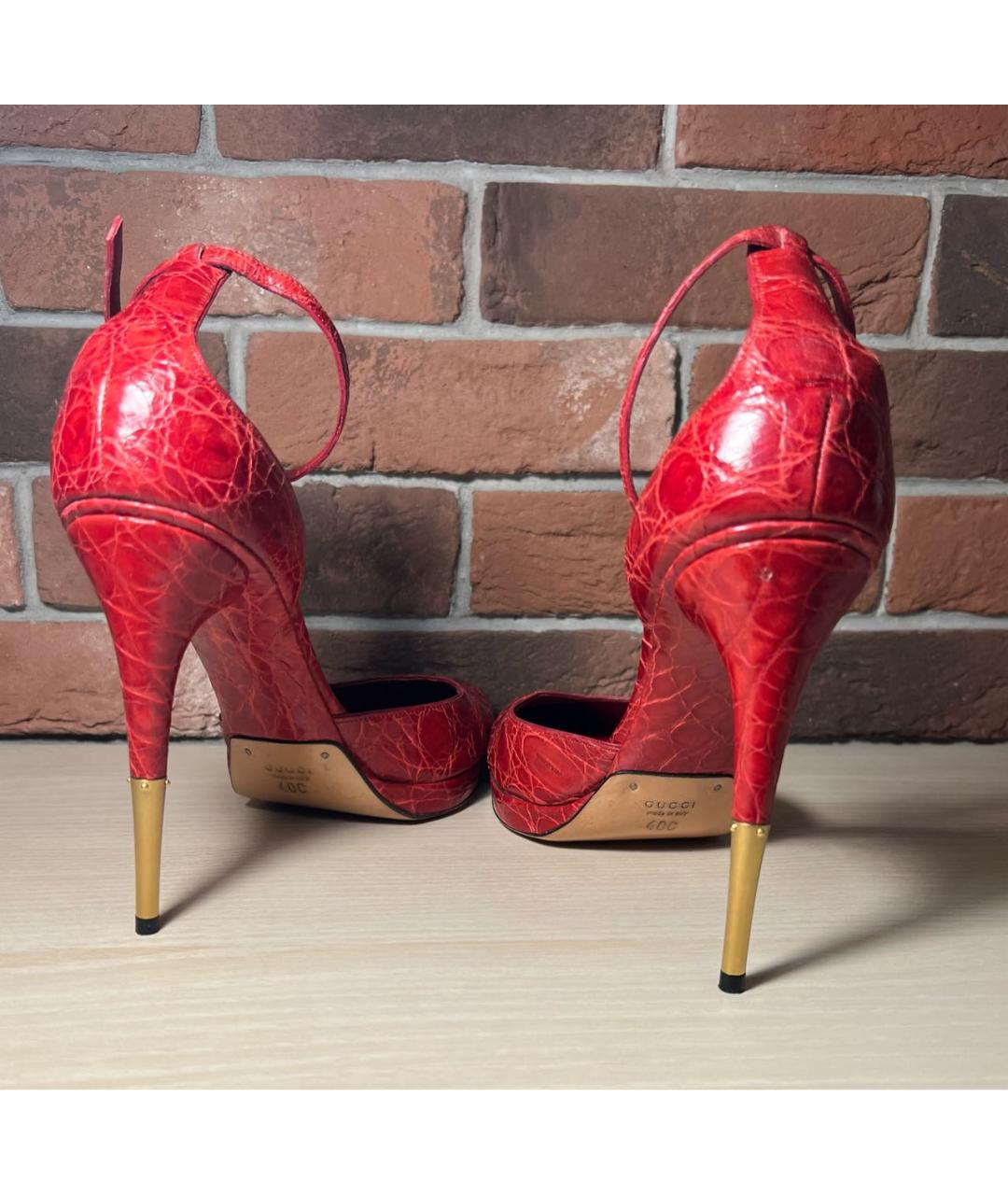 GUCCI Красные туфли из экзотической кожи, фото 4