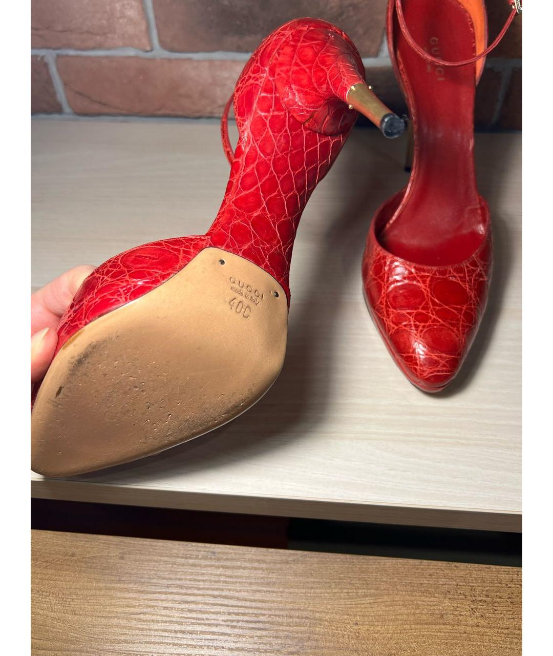 GUCCI Красные туфли из экзотической кожи, фото 6
