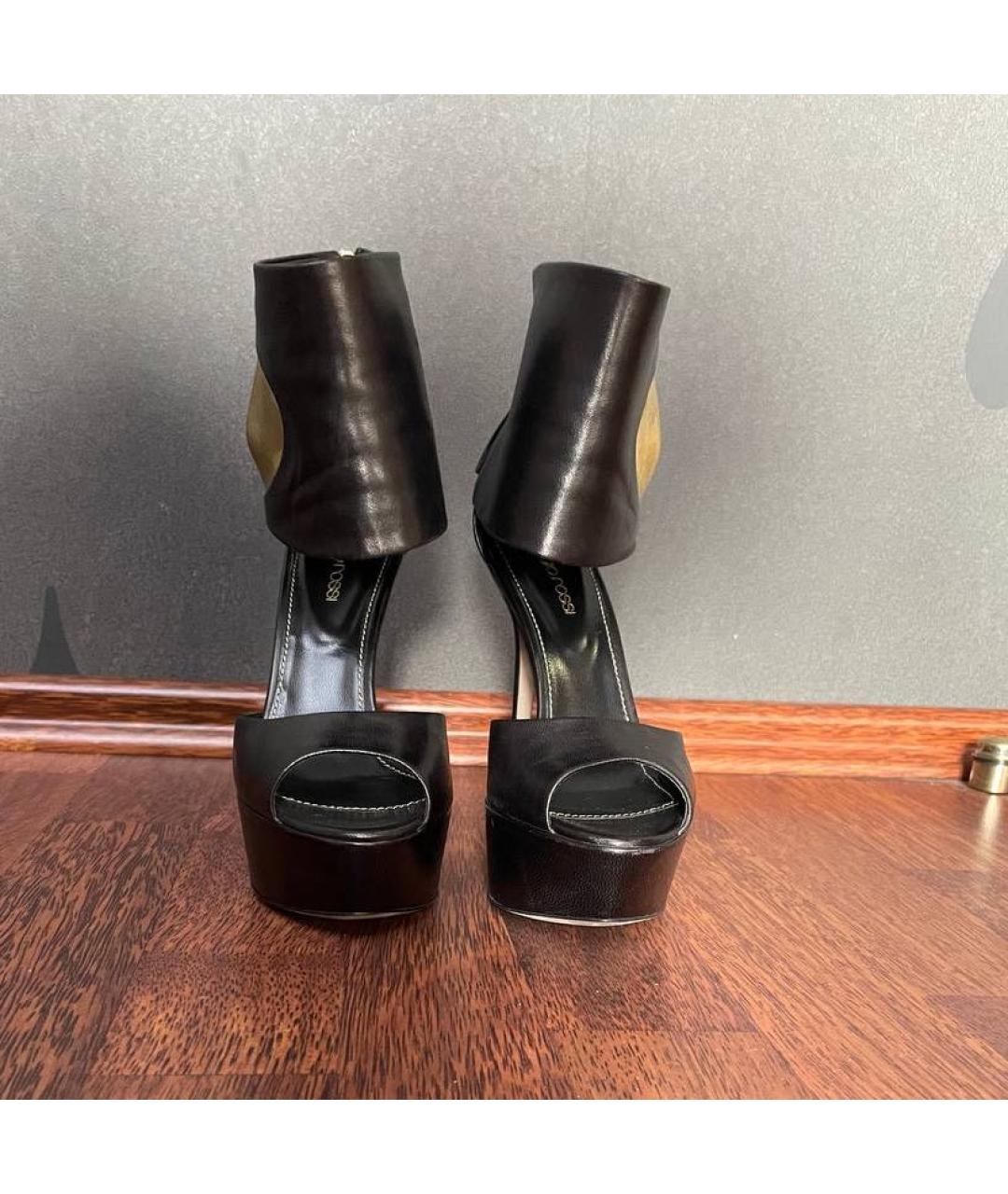 SERGIO ROSSI Черные кожаные босоножки, фото 2