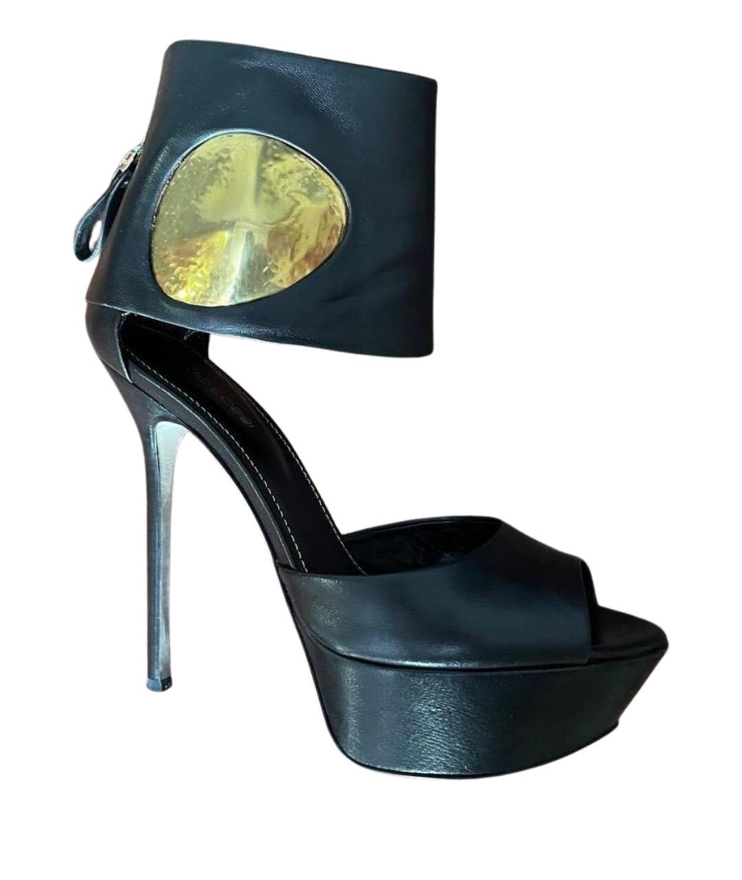 SERGIO ROSSI Черные кожаные босоножки, фото 1