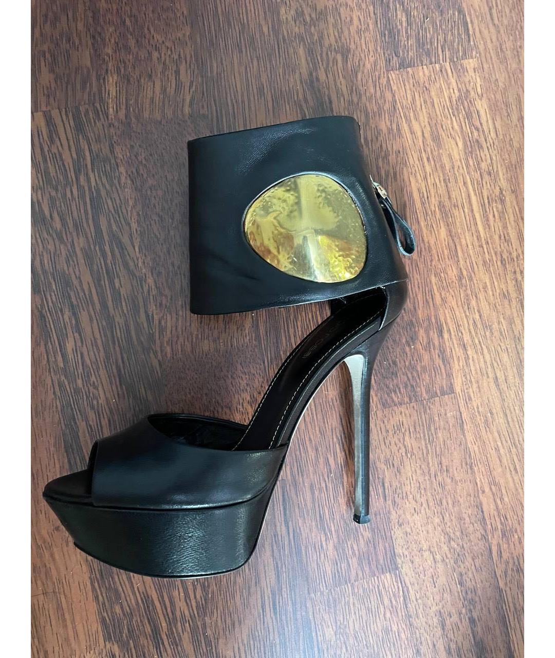 SERGIO ROSSI Черные кожаные босоножки, фото 5