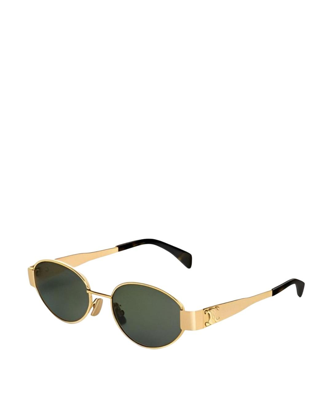 CELINE Коричневые металлические солнцезащитные очки, фото 1