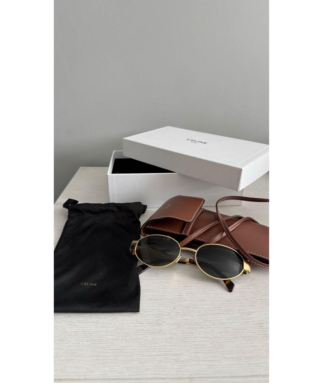 CELINE Коричневые металлические солнцезащитные очки, фото 3