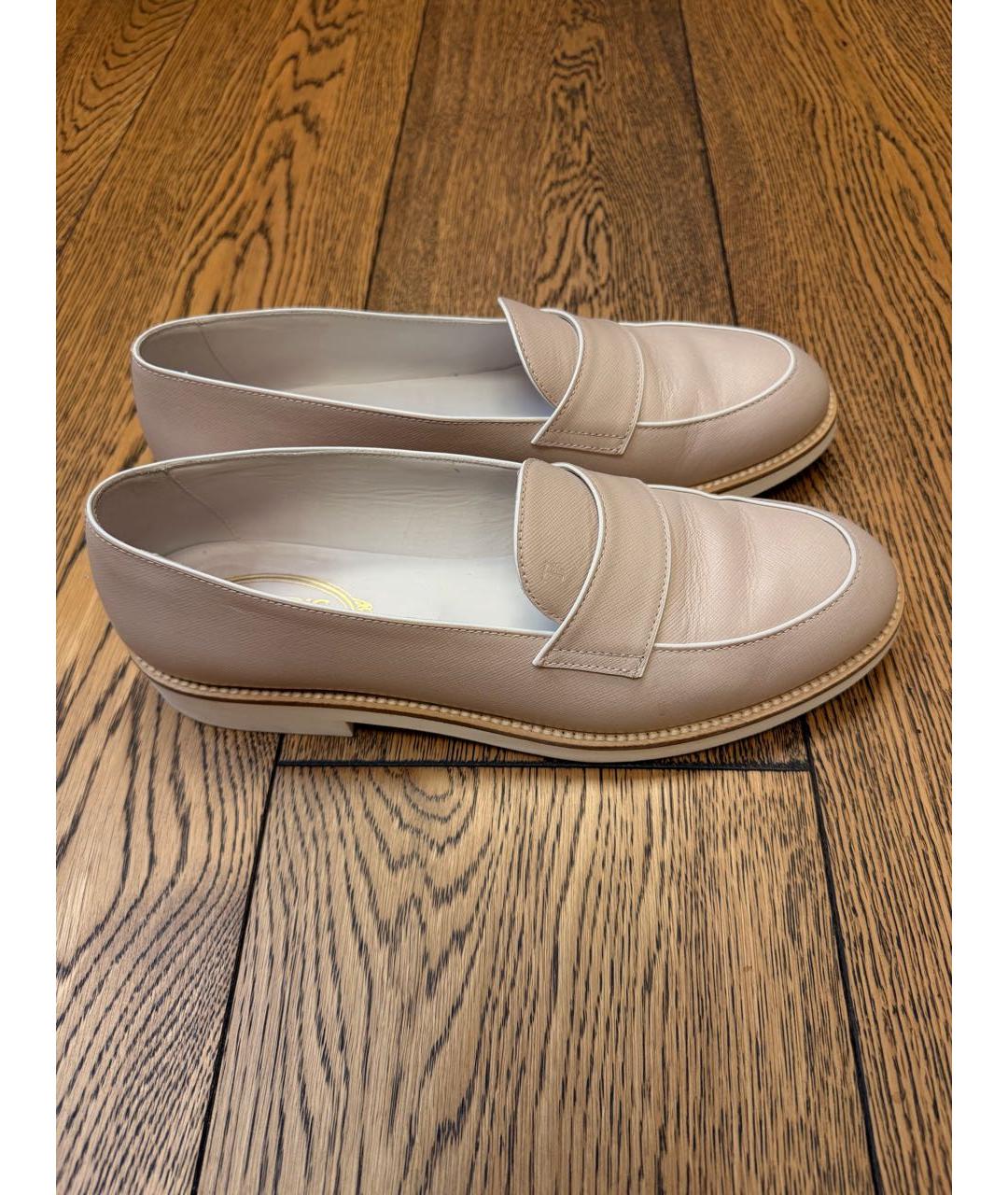 TOD'S Бежевые кожаные лоферы, фото 2