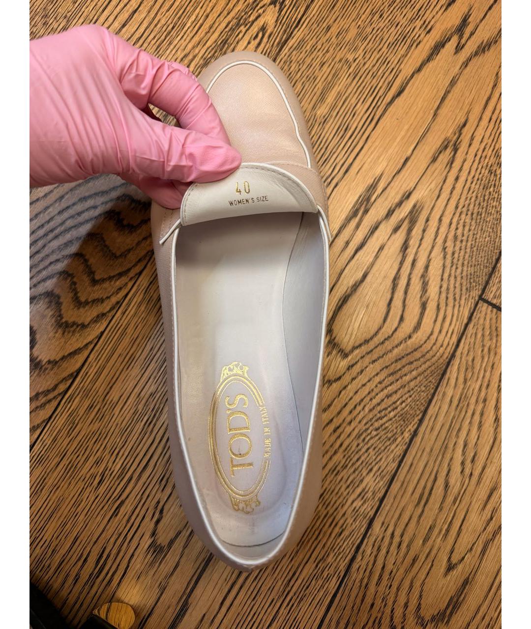 TOD'S Бежевые кожаные лоферы, фото 4