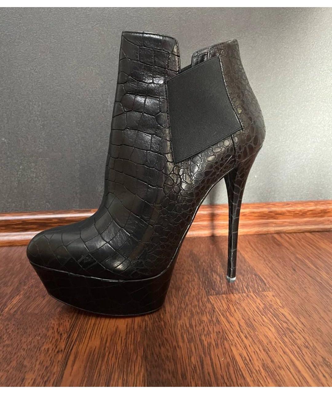 CASADEI Черные ботильоны из экзотической кожи, фото 5