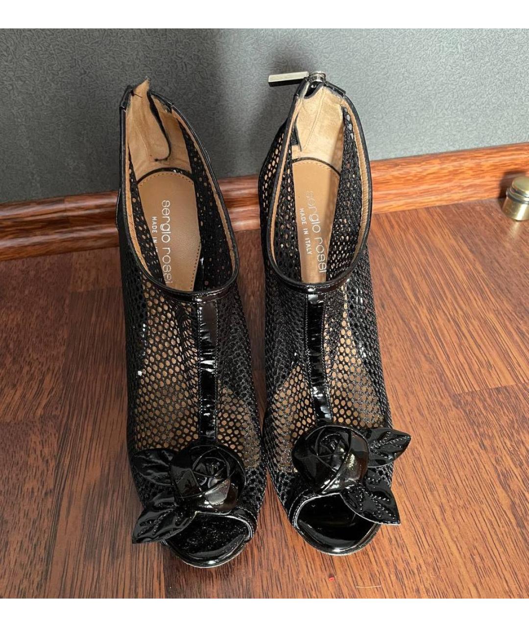 SERGIO ROSSI Черные ботильоны из лакированной кожи, фото 2