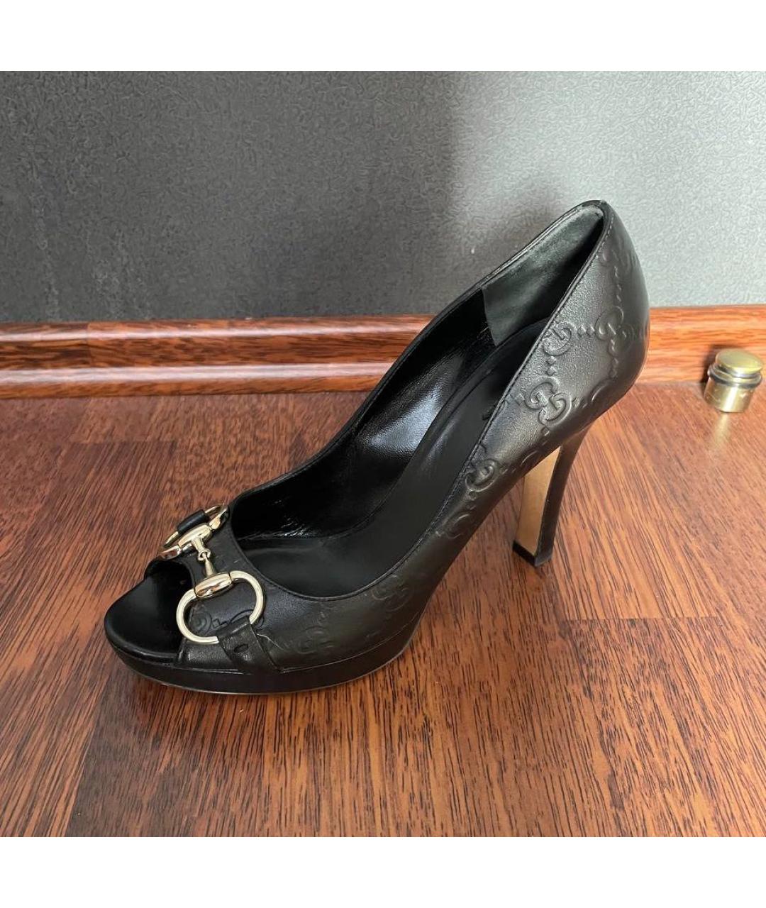 GUCCI Черные кожаные туфли, фото 5