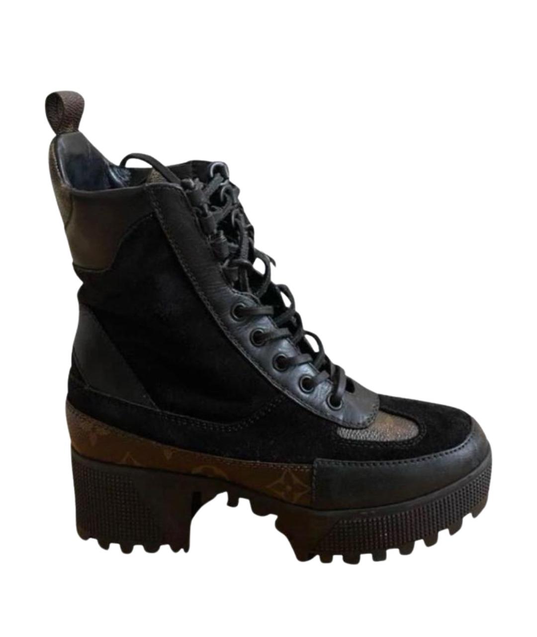 LOUIS VUITTON Черные кожаные ботинки, фото 1