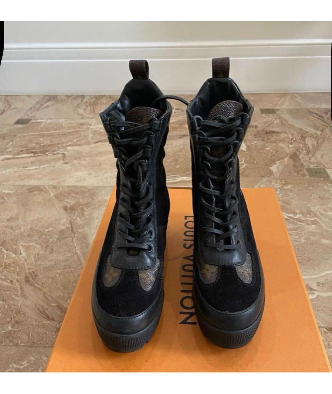 LOUIS VUITTON Черные кожаные ботинки, фото 2
