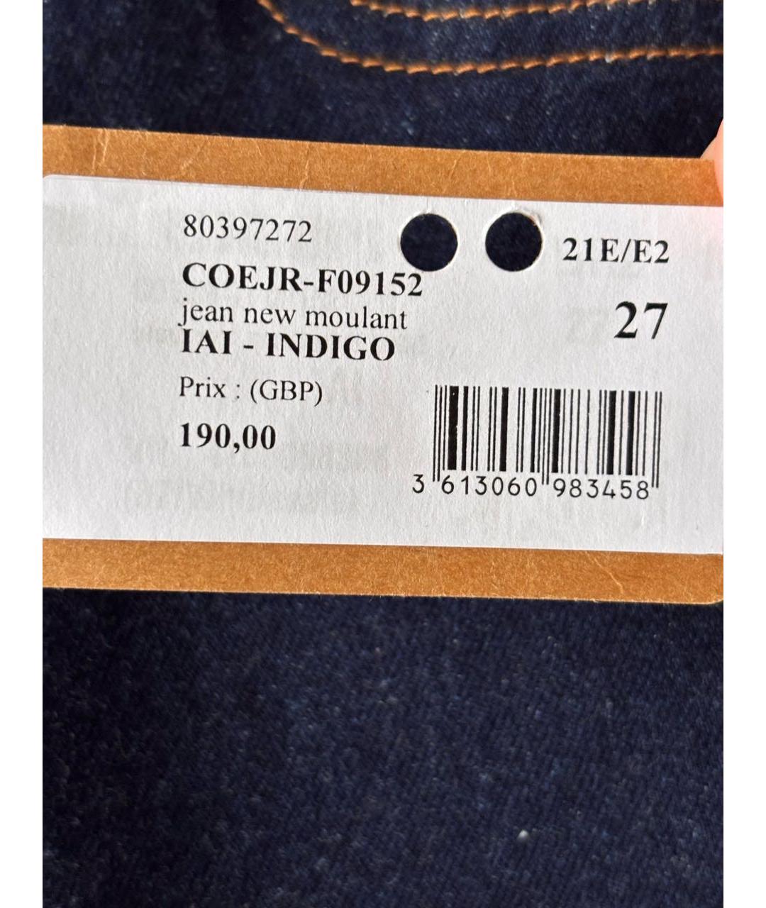 A.P.C. Темно-синие хлопко-полиэстеровые джинсы слим, фото 4