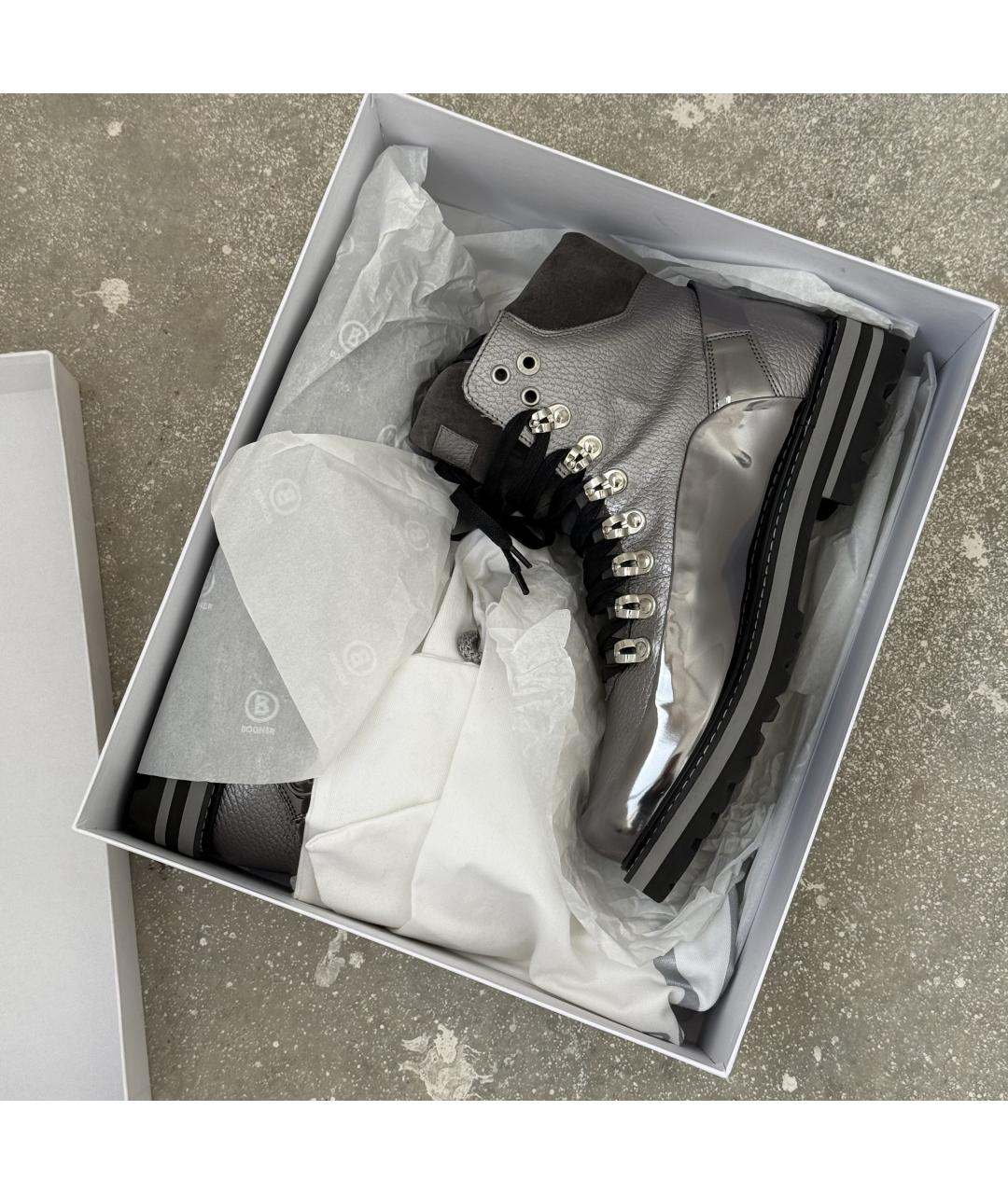 BOGNER Серебряные кожаные высокие ботинки, фото 9