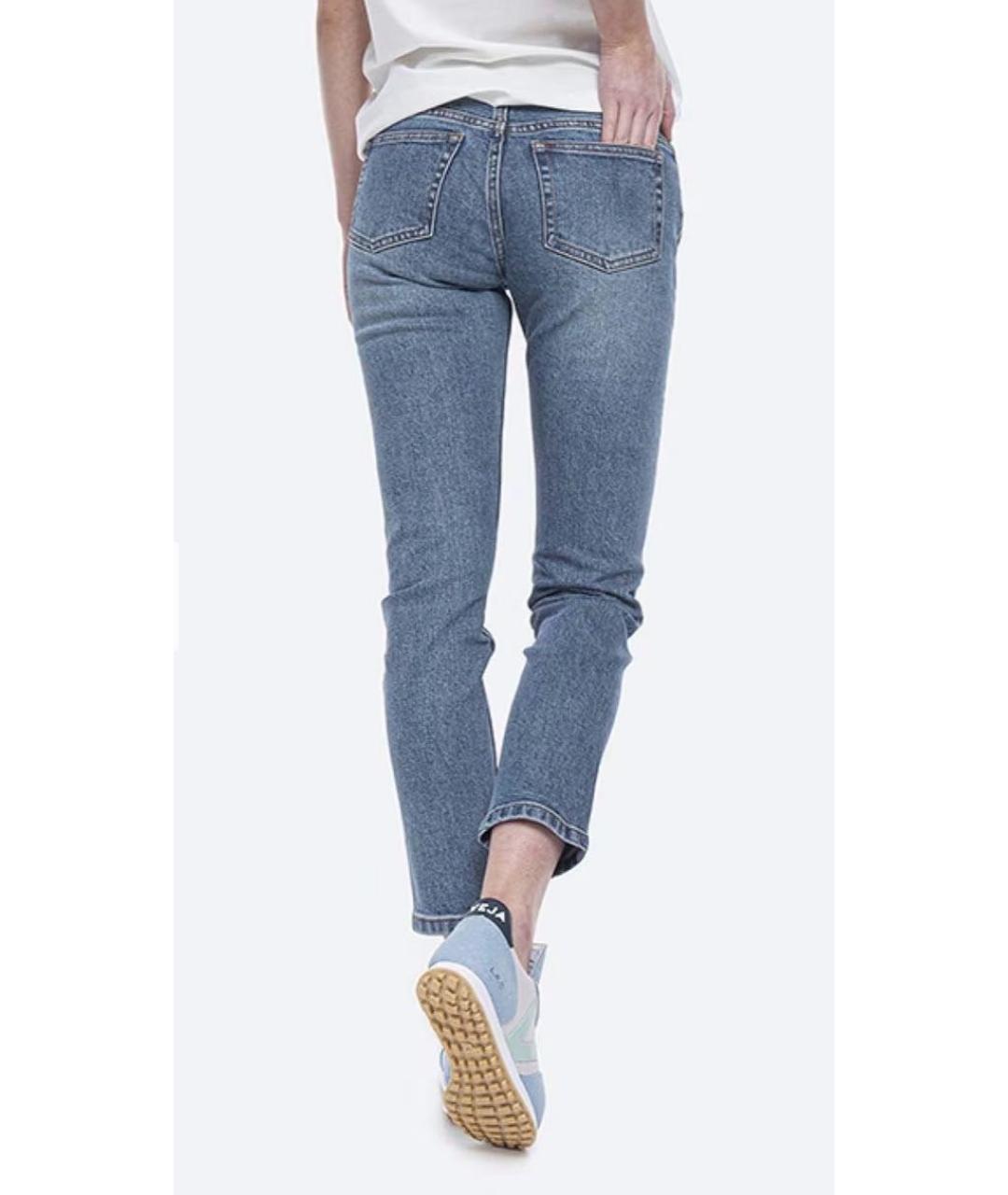 A.P.C. Синие хлопко-полиэстеровые джинсы слим, фото 7