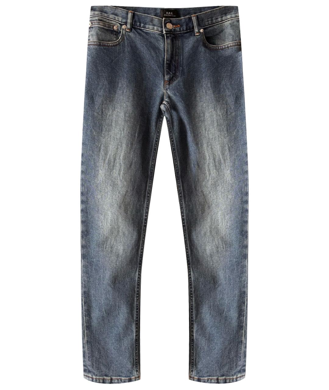 A.P.C. Синие хлопко-полиэстеровые джинсы слим, фото 1