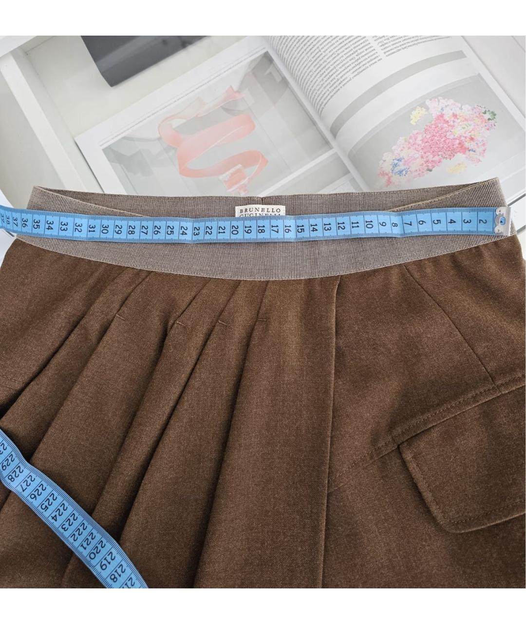 BRUNELLO CUCINELLI Коричневая юбка макси, фото 4