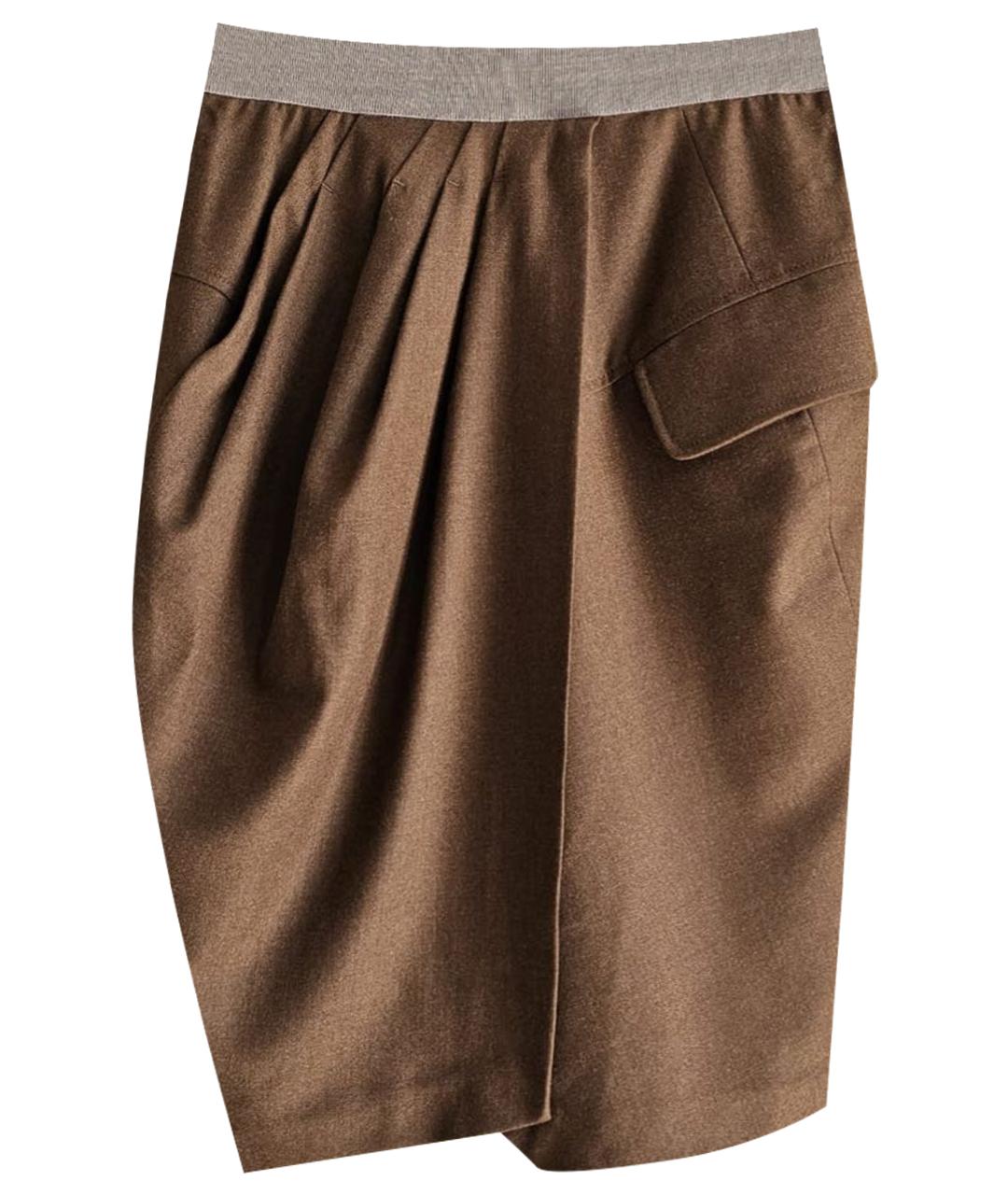 BRUNELLO CUCINELLI Коричневая юбка макси, фото 1