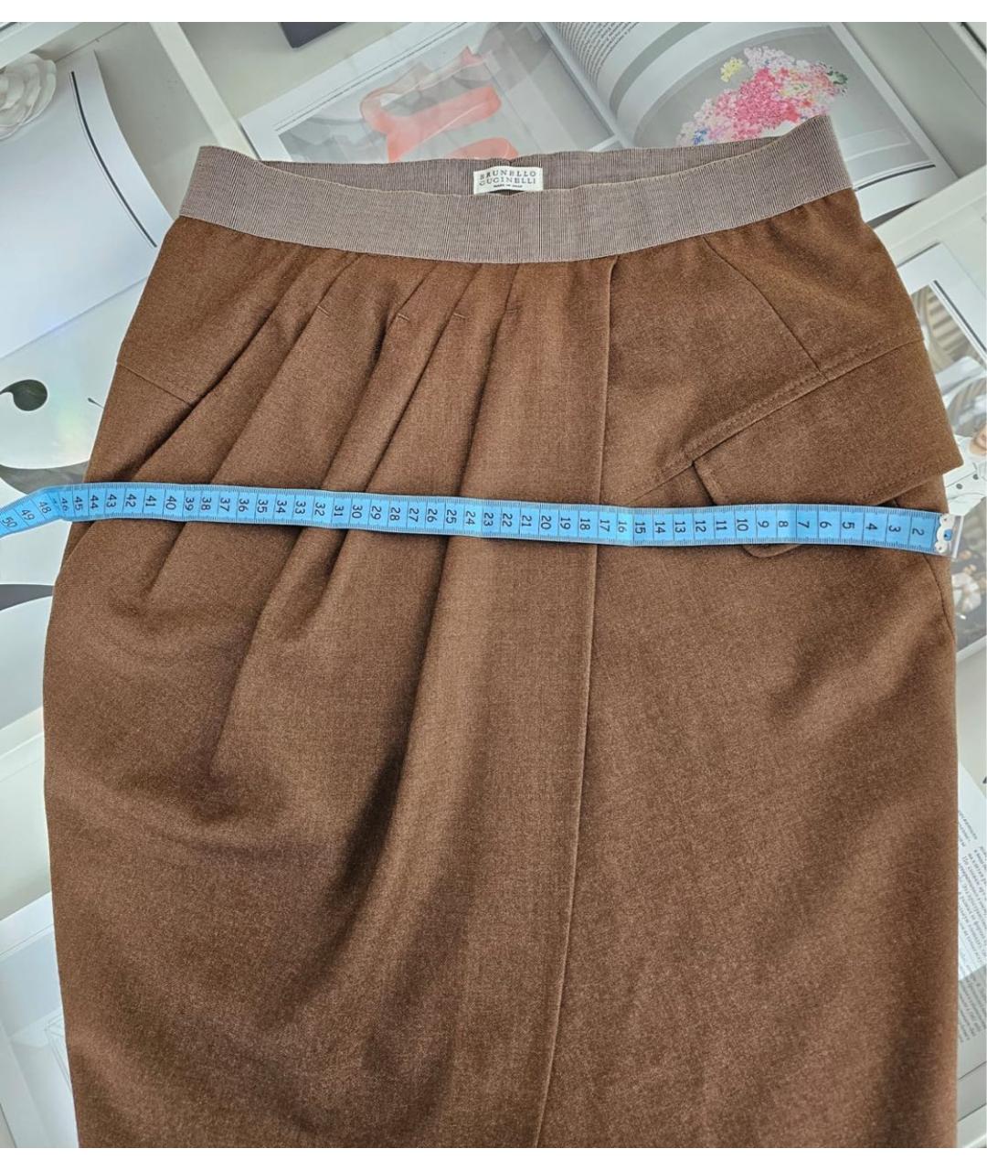 BRUNELLO CUCINELLI Коричневая юбка макси, фото 3