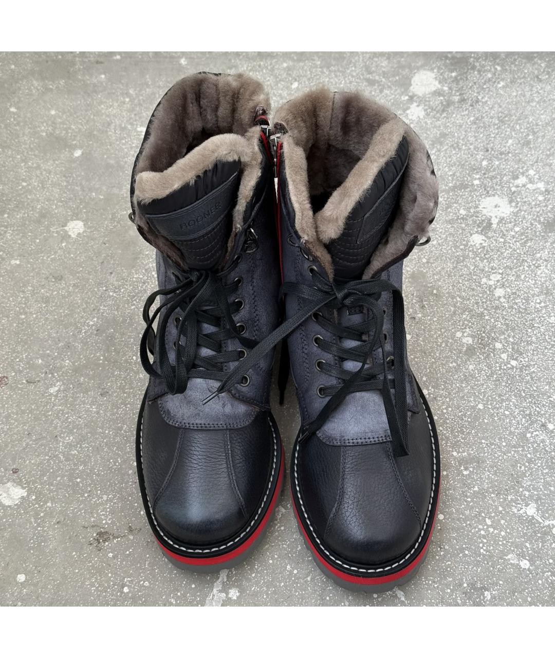 BOGNER Синие кожаные высокие ботинки, фото 7