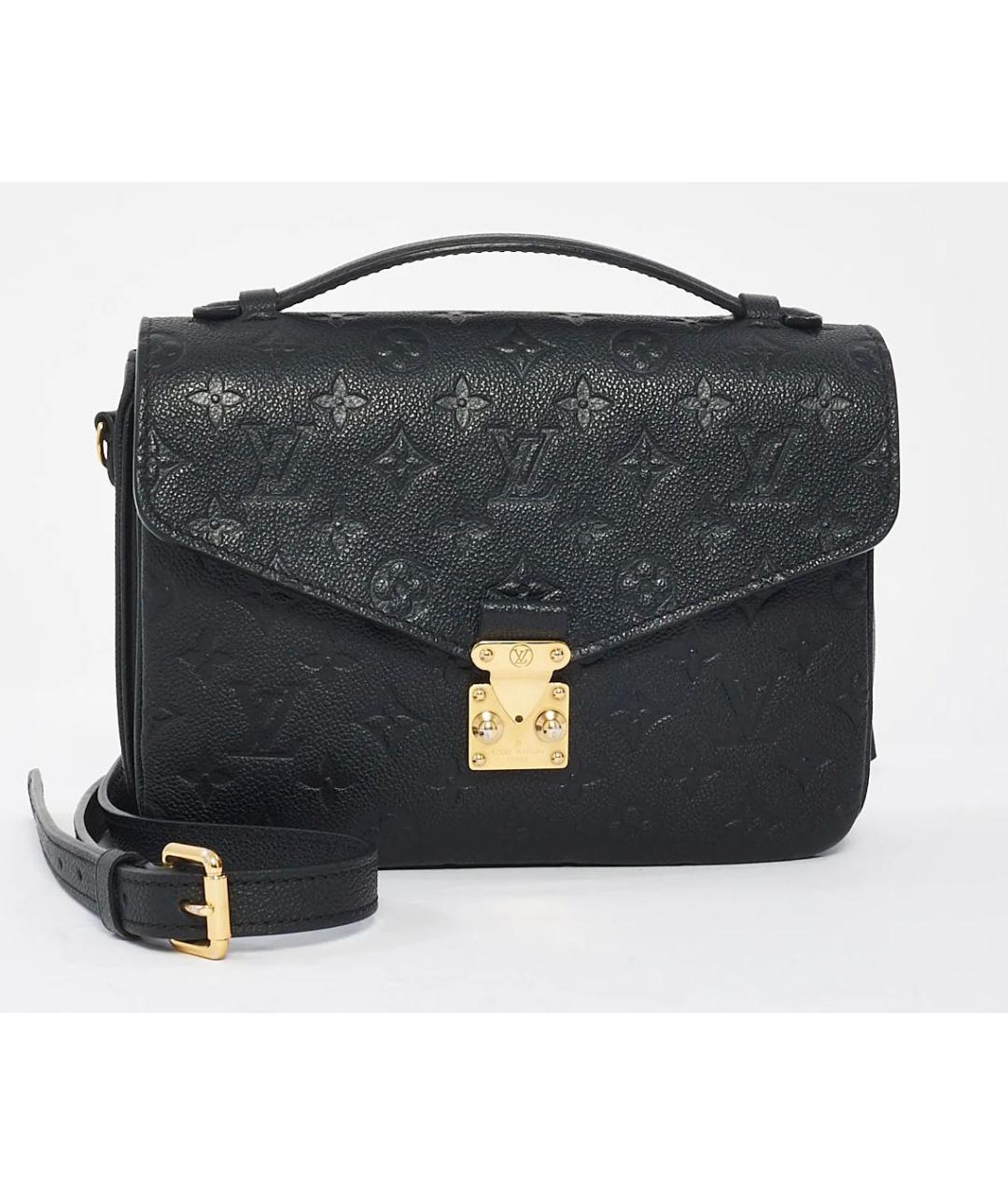 LOUIS VUITTON Черная кожаная сумка с короткими ручками, фото 5