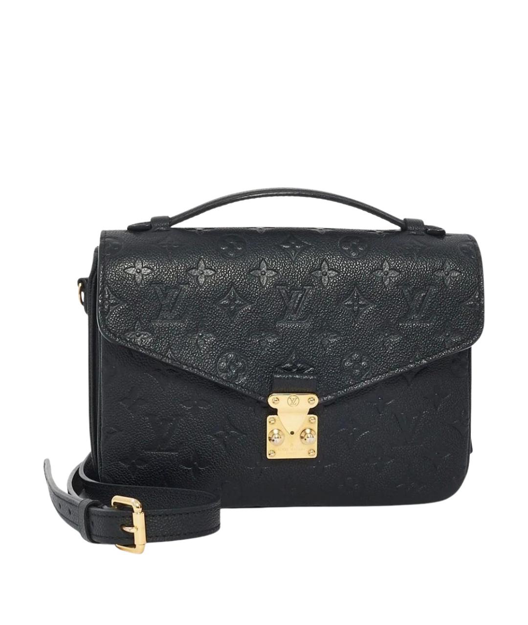 LOUIS VUITTON Черная кожаная сумка с короткими ручками, фото 1