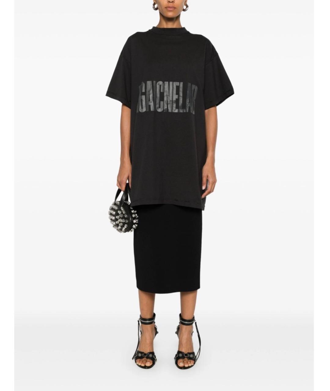 BALENCIAGA Черная хлопковая футболка, фото 2