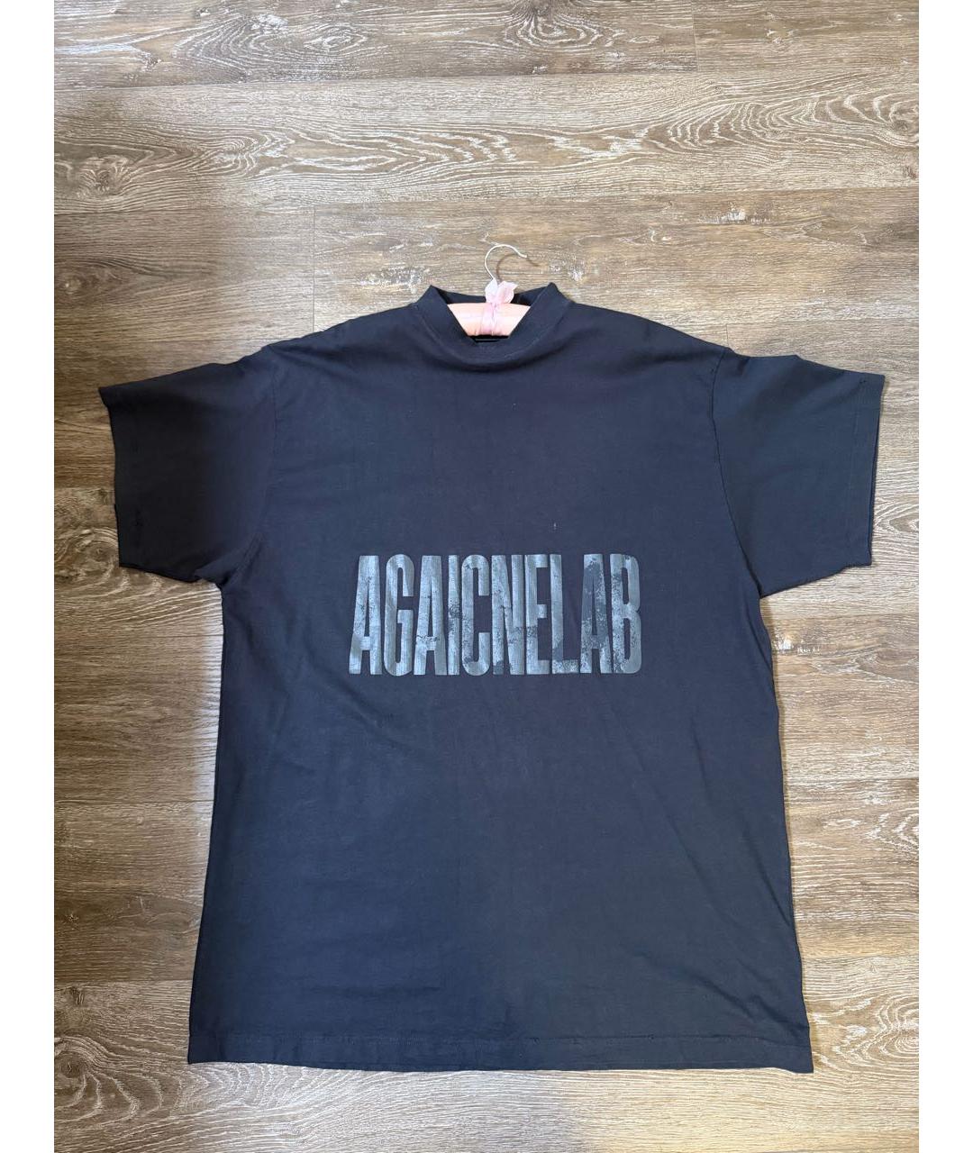 BALENCIAGA Черная хлопковая футболка, фото 4