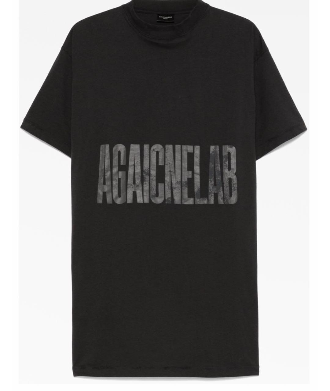 BALENCIAGA Черная хлопковая футболка, фото 9