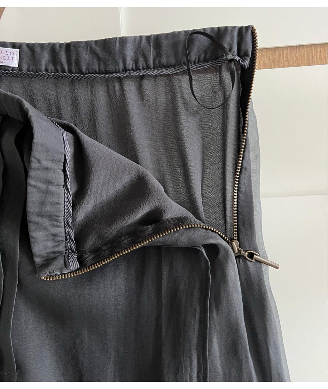 BRUNELLO CUCINELLI Антрацитовая юбка макси, фото 3