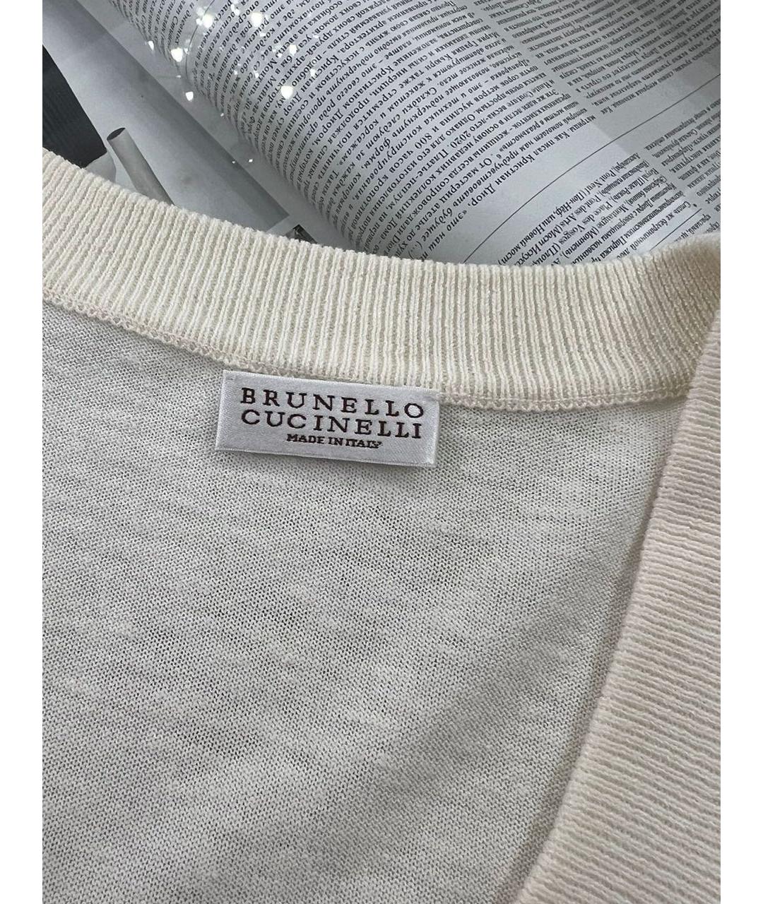 BRUNELLO CUCINELLI Бежевая футболка, фото 4