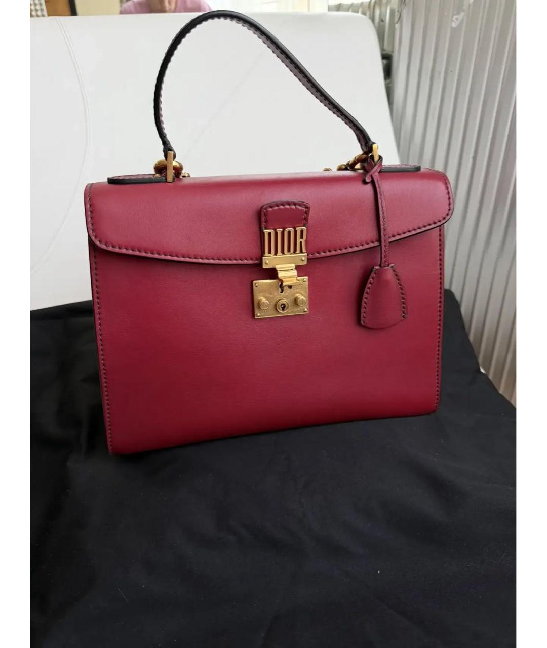 CHRISTIAN DIOR Красная кожаная сумка с короткими ручками, фото 6