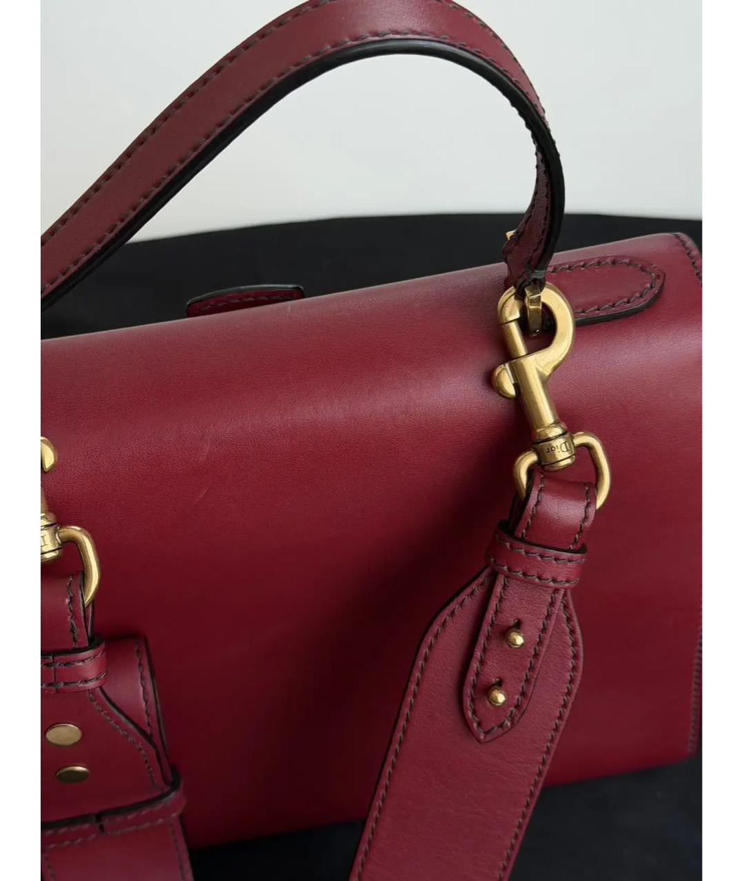 CHRISTIAN DIOR Красная кожаная сумка с короткими ручками, фото 5