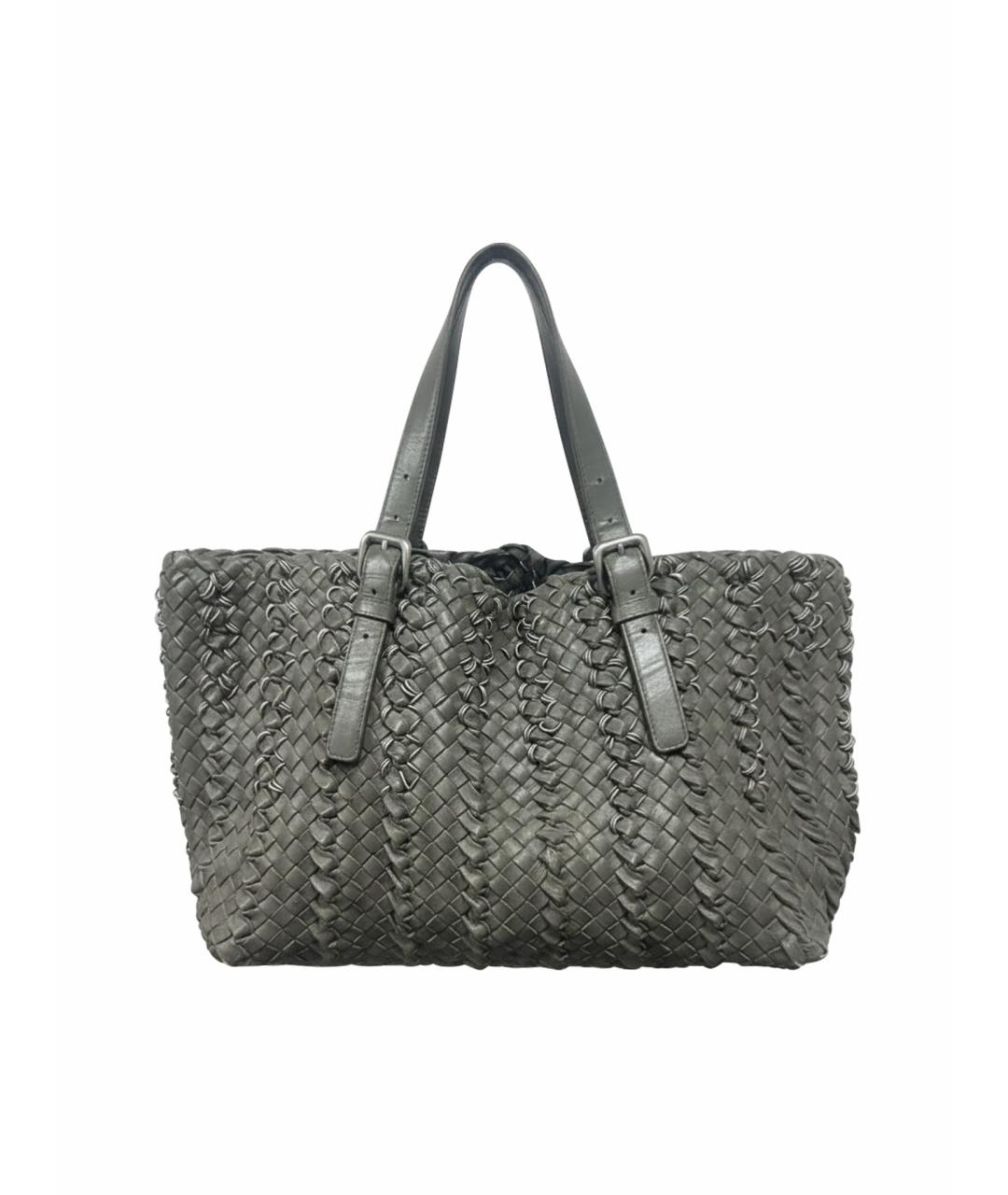 BOTTEGA VENETA Серая кожаная сумка тоут, фото 6